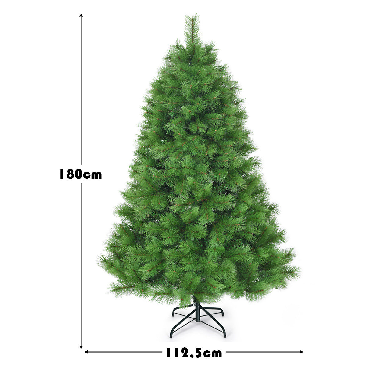 Coast Arbre de Noël artificiel 180 cm Arbre de Noël avec aiguilles en pvc Arbre artificiel avec support en métal vert
