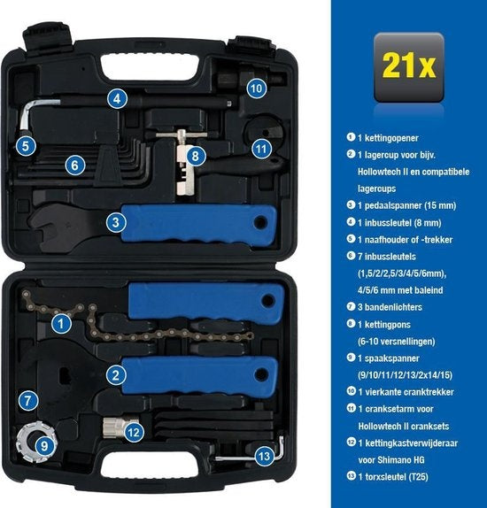 Kinzo Bicycle Repair Kit - 20-Piece - in Handy Case (Kit de réparation de bicyclette Kinzo - 20 pièces - dans une mallette pratique)