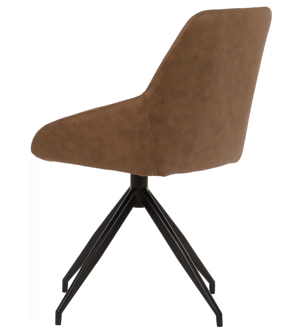 Dutchbone Laurel chaise de salle à manger pivotante - design élégant - pivotant à 360° - cognac - 60 x 51 x 85 cm