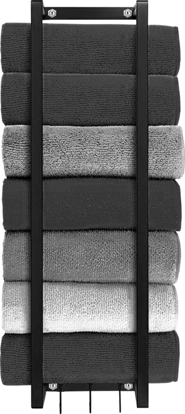 Vonia Porte-serviettes - Porte-serviettes salle de bain - Porte-serviettes salle de bain - Porte-serviettes - 77,5 x 20 x 14 cm - Noir