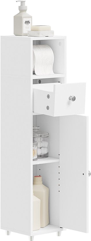 Meuble de salle de bains SoBuy BZR219-W - Meuble sous-lavabo avec porte-rouleau de papier toilette - Blanc - 85 x 20 x 20 cm