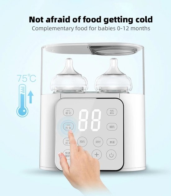 Chauffe-biberon double - Multifonctionnel - Chauffe-lait - Stérilisateur - Contrôle précis de la température - Chauffe-biberon