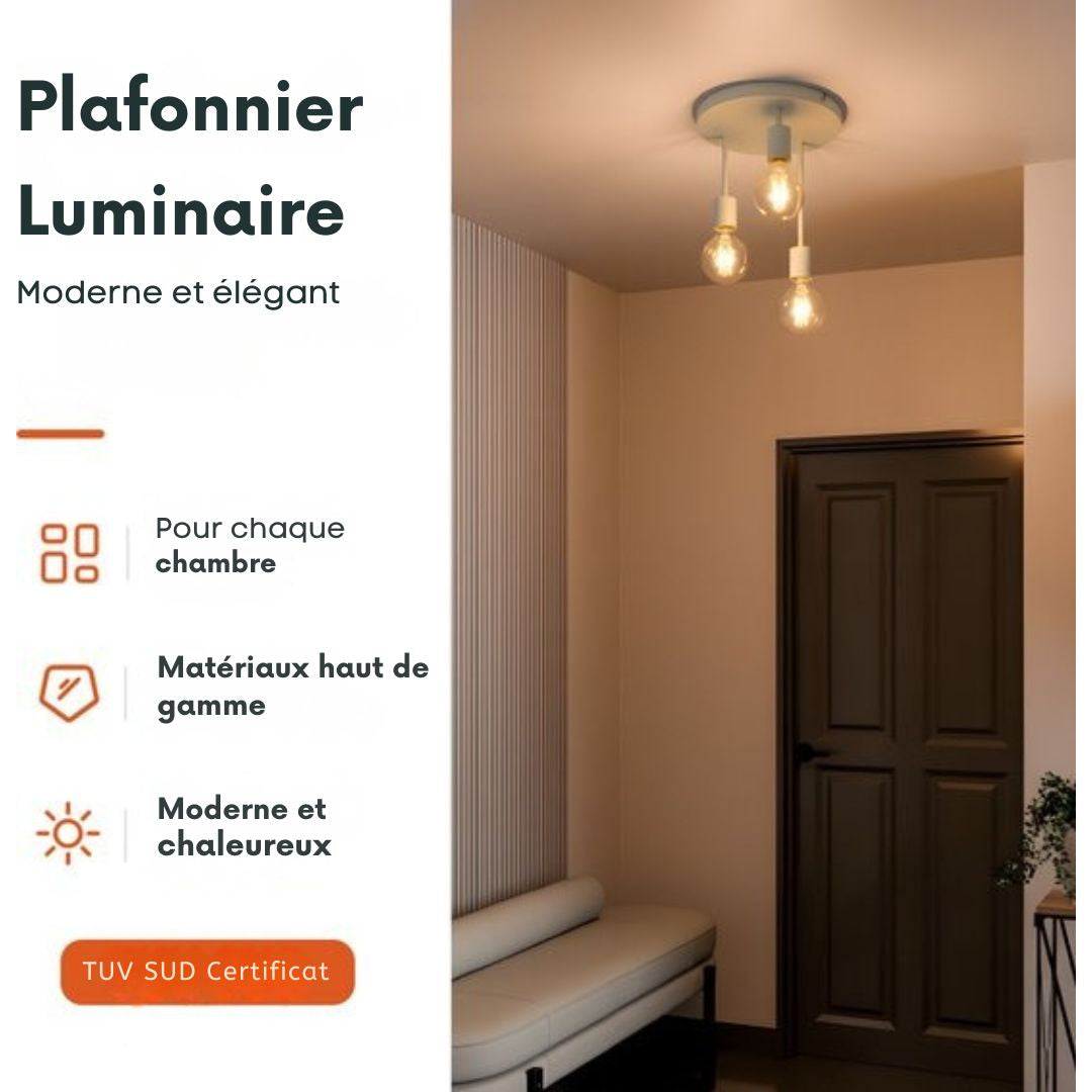 Plafonnier Nolt - 3x E27 Lampe - Industriel - Taupe - ⌀ 28cm - Beige