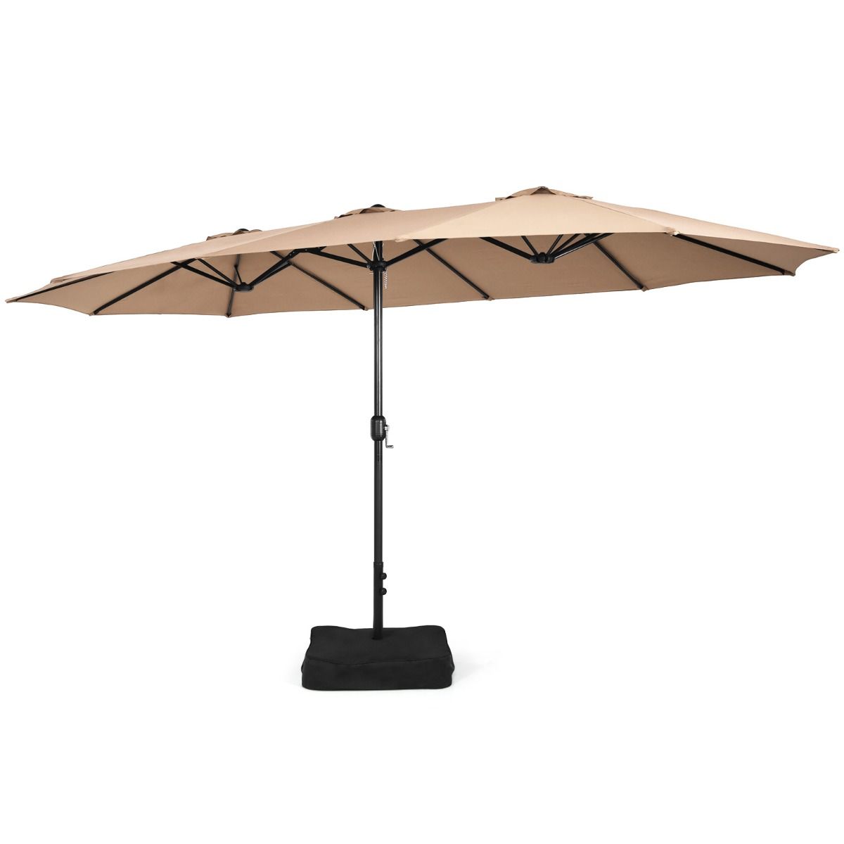 Coast 451.5 x 264 cm Parasol de terrasse double avec pied - Marron Parasol d'ombrage XXL pour le jardin, la terrasse et la piscine