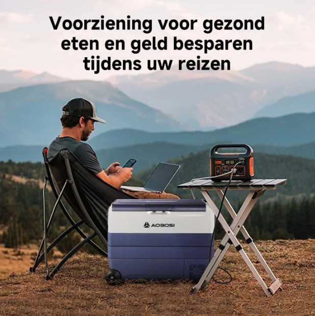 Glacière à compresseur AAOBOSI 60 L à deux zones - Commande via application - 12/24 V et 230 V - Noir