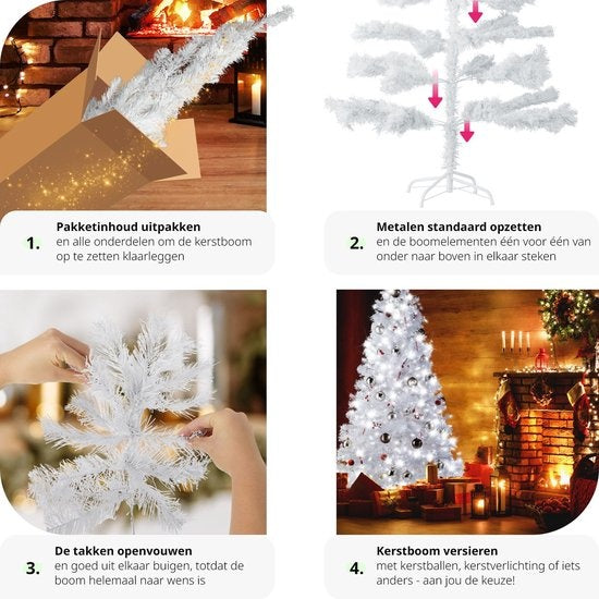 Tectake - blanc Arbre de Noël Artificiel - 180 cm - avec support - Arbre de Noël - Pin - 533 points - 402821