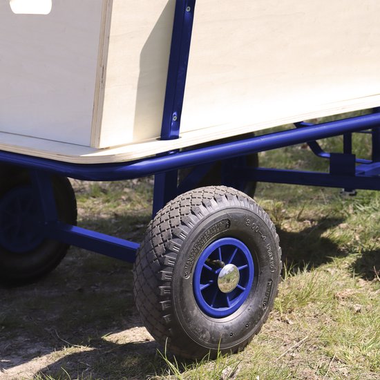 Sunny Billy Beach Wagon Chariot Bleu - Bois brut - Chariot avec pneus gonflables - 94x61x97cm