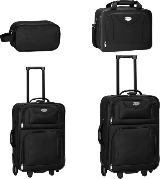 Juskys Trolley Travel Case Set / Suitcase Set Athen - 5-Piece - Black