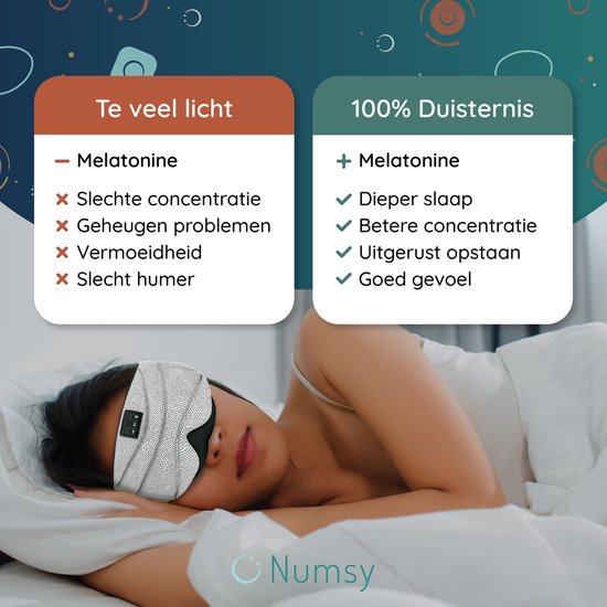 Numsy Sleep Mask Bluetooth - Casque de sommeil - Bandeau
