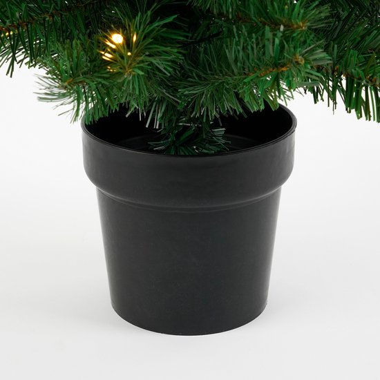 Black Box Trees Norton Artificial Christmas Tree in Pot with LED Lights - H90 x Ø50 cm - Vert