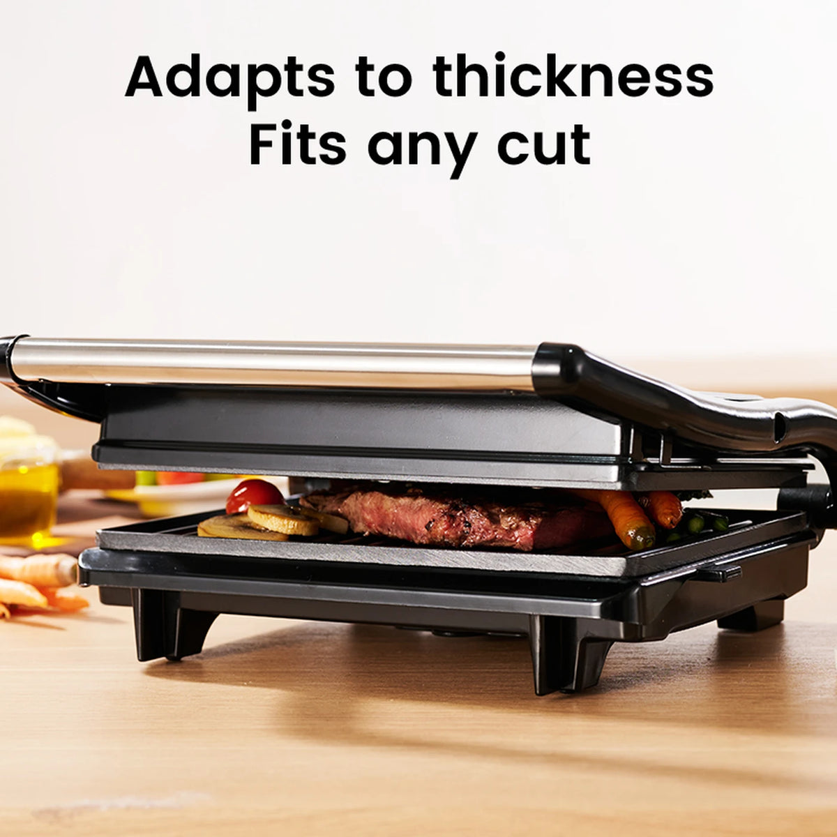 Grill de contact Ochama 800 W - Grill à sandwichs et à paninis - Revêtement antiadhésif - Chauffage double face - Plaques de cuisson 22,5 x 14 cm