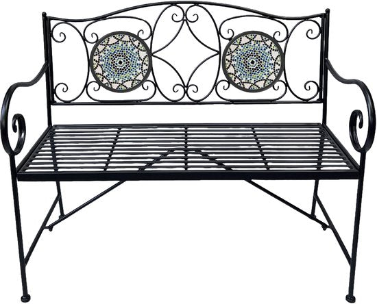 Banc de jardin AXI Margot Mosaïque multicolore – Banc de jardin en métal – 107 x 54 x 92 cm – Banc de jardin pour 2 personnes – Aspect mosaïque – Incrusté de carreaux de céramique – Pour le jardin, la terrasse et le balcon