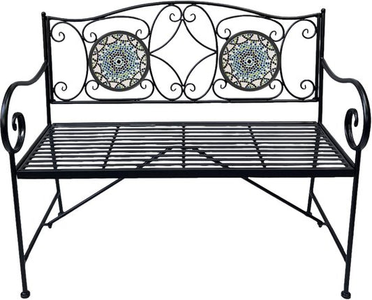Banc de jardin AXI Margot Mosaïque multicolore – Banc de jardin en métal – 107 x 54 x 92 cm – Banc de jardin pour 2 personnes – Aspect mosaïque – Incrusté de carreaux de céramique – Pour le jardin, la terrasse et le balcon
