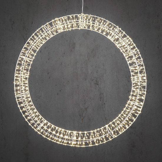 Luca Lighting : guirlande de Noël circulaire avec des ampoules LED blanc chaud - Ø 56 cm - métal - blanc