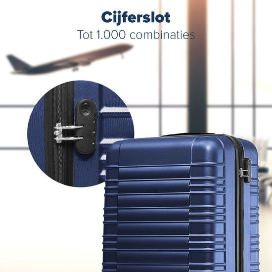 TRVLMORE Set de valises - 3 pièces - 38L (bagage à main) + 70L + 110L - Bleu foncé
