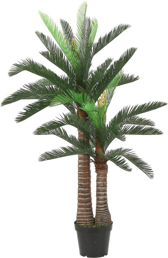 Grande plante artificielle « Cycas Palm » de Mica Decorations - verte - H 150 x P 95 cm - qualité supérieure
