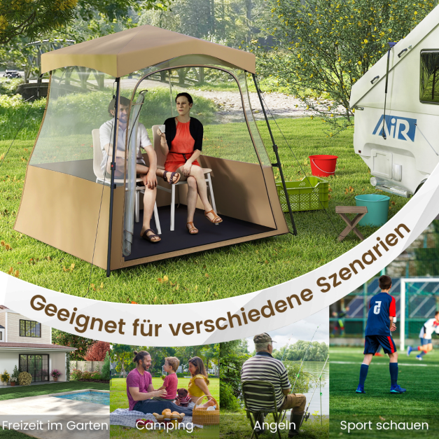 Coast Transparent Pop-Up Sports Tent - Tente d'extérieur 160 x 160 x 176 cm - Marron