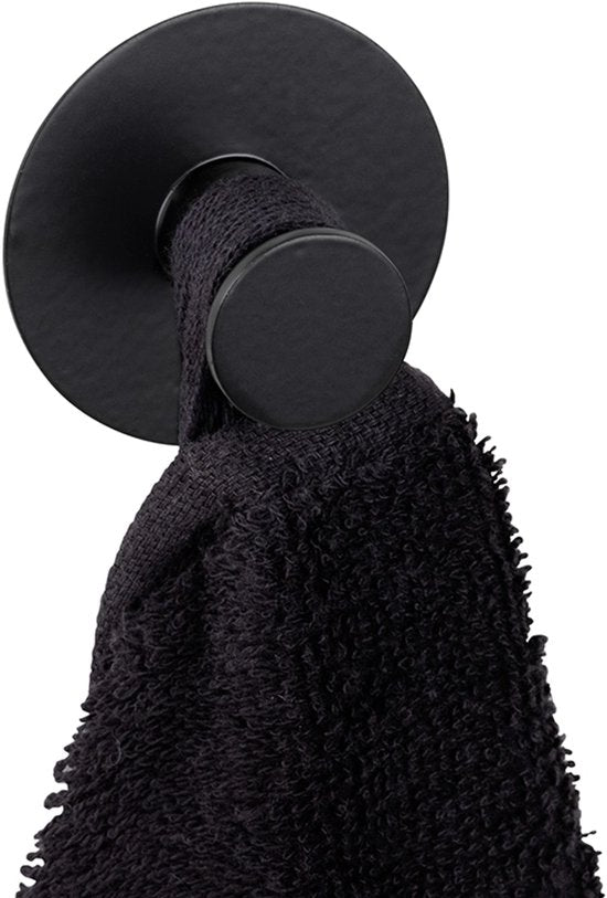 Crochets ronds autocollants pour serviettes Wenko - Noir - À fixer sans perçage | Autocollants