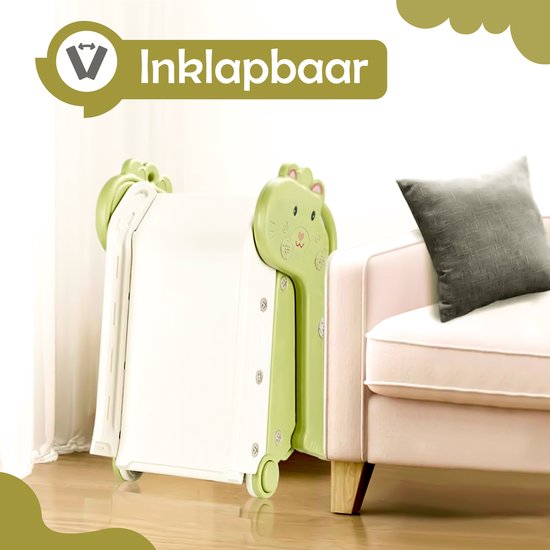 Bambini Slide - Toboggan pour enfant - Toboggan extérieur - Toboggan intérieur - Aire de jeux - Pliable - Vert
