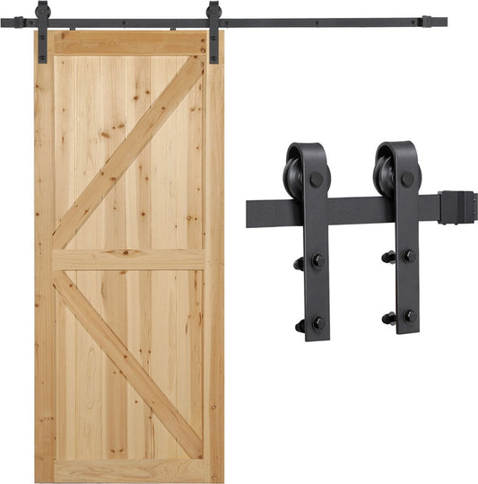 Yaheetech Sliding Door Rail System - 200 cm - Black - Complete Hardware for Wooden Sliding Door up to 100 kg