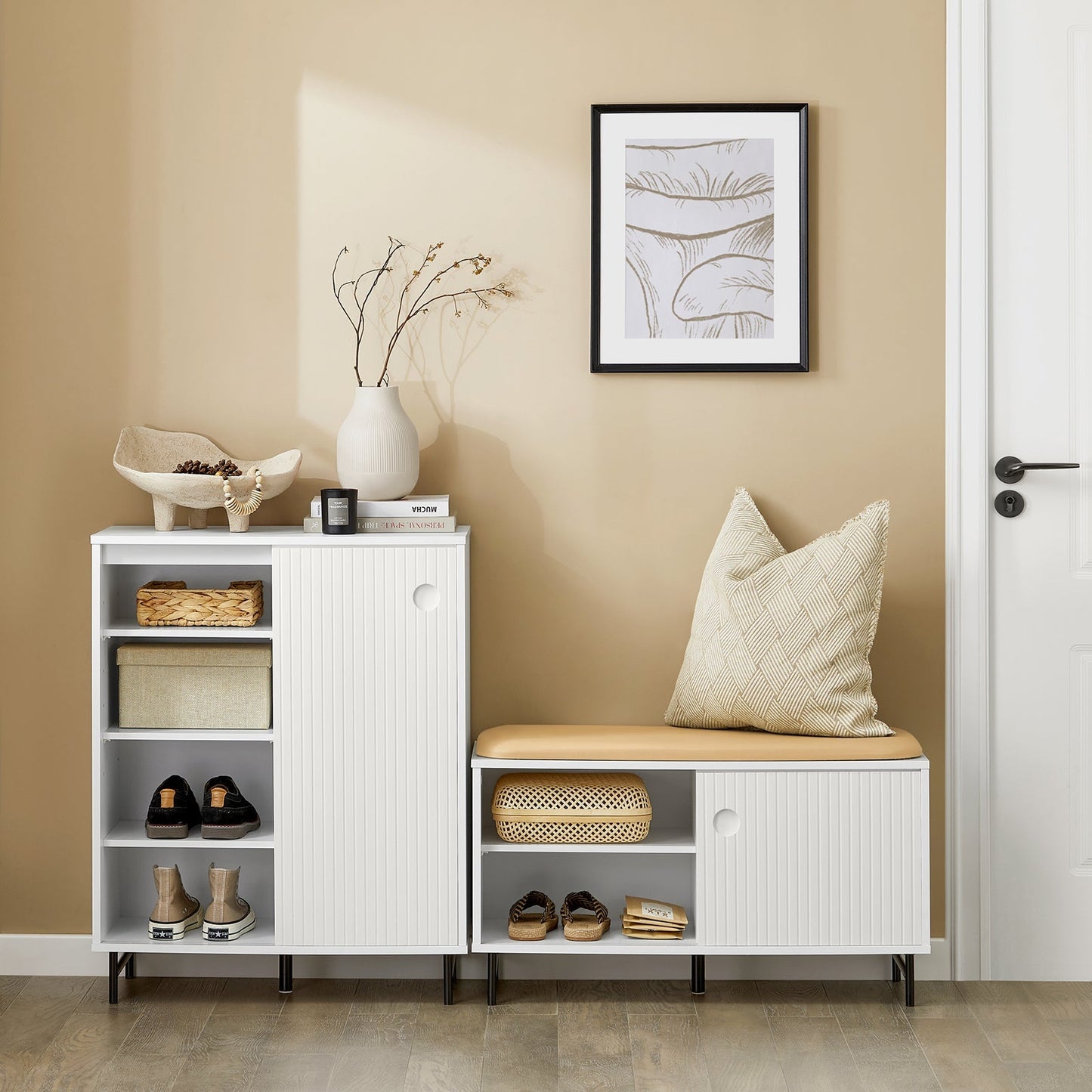 Meuble à chaussures, SoBuy, 2 portes coulissantes, 70 x 37 x 87 cm, Blanc
