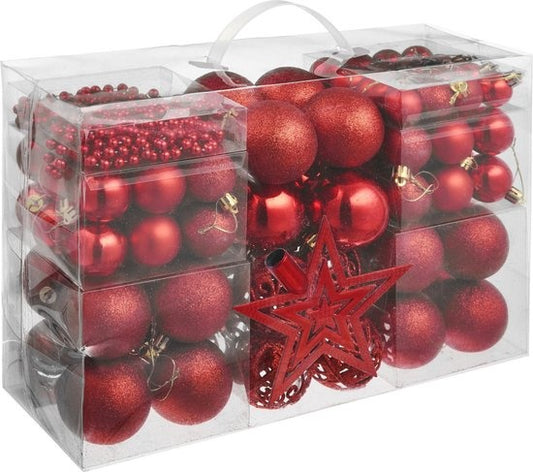 tectake - Lot de 86 boules rouges - 403324