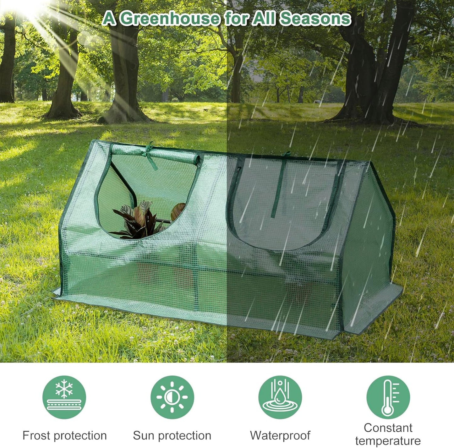 Serre en film plastique Woltu - 120 x 60 x 60 cm - Verte