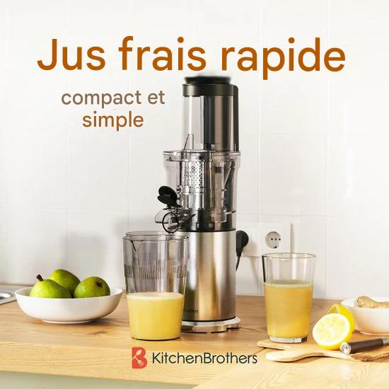 KitchenBrothers Extracteur de jus  - Vertical - Presse-agrumes - Presse-légumes et fruits - 80 mm - 750 ml - Gris
