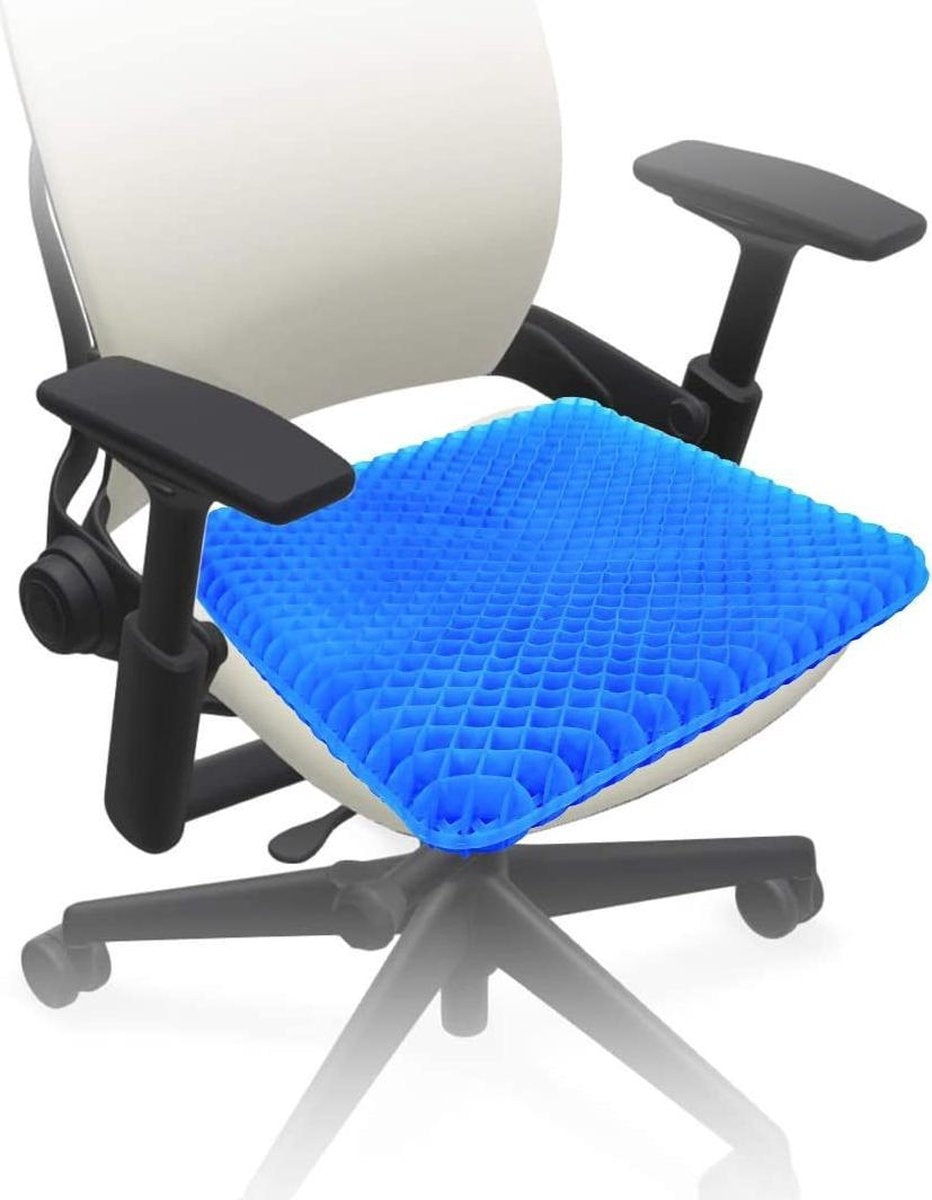 Fuegobird Gel Pillow - Coussin ergonomique - Coussin de siège orthopédique - Structure alvéolaire double couche - Avec housse de coussin - Bleu