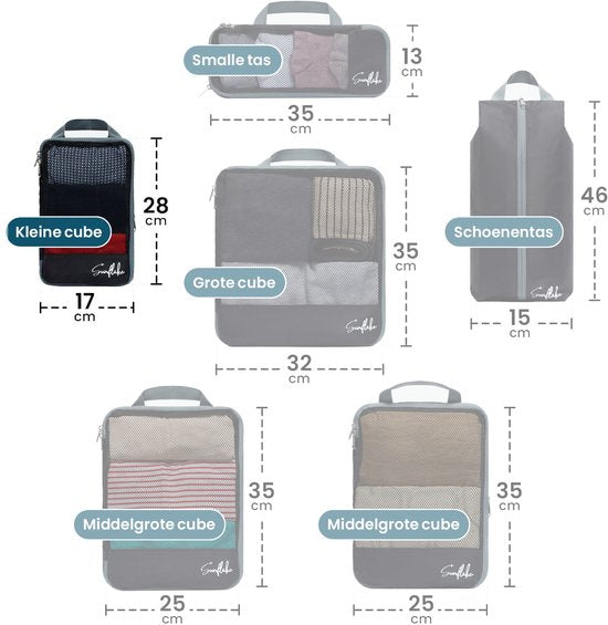 Cube de rangement avec fermeture éclair de compression - Cube de compression séparé - S - Maille noire | Sunflake