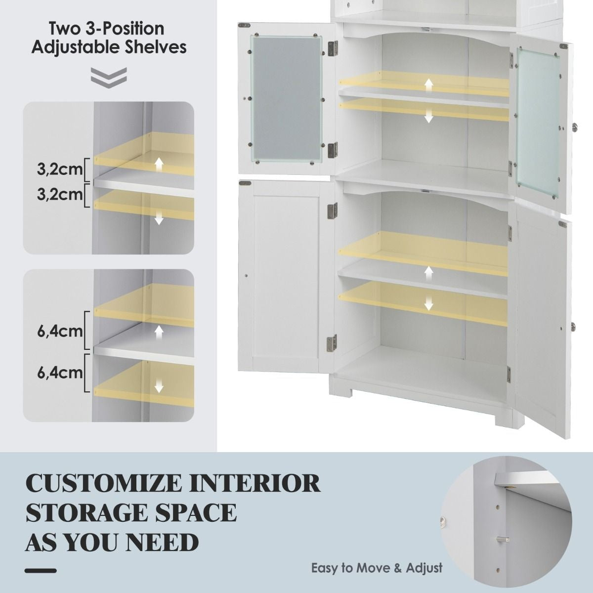Coast Armoire de toilette - MDF avec verre - 60 x 30 x 163 cm - Blanc