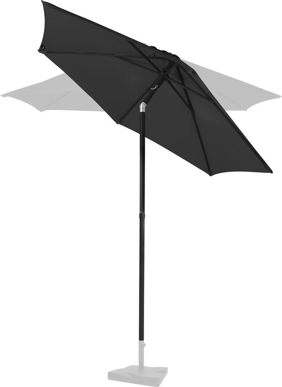 VONROC Premium Parasol Torbole - Ø200cm - Parasol à manche durable - Tissu résistant aux UV - Anthracite/Noir - Housse de protection incluse