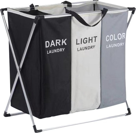 BRASQ Panier à linge pliable 3 compartiments - Trieur de linge 65x39x60 cm - Boîte à linge Multi colour - 118 Liter - Panier