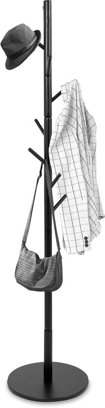 Bayt Porte-manteau - Porte-manteau sur pied - Porte-manteau bois - Porte-manteau sur pied - Porte-manteau - 8 crochets - 175 cm - Noir
