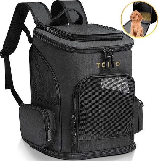Toivo Dog Backpack - Sac de transport pour animaux - 40 x 33 x 26 cm - Noir - Jusqu'à 8kg - Sac à dos pour chat - Transport - Sac de voyage pour chat - Sac de transport pour chien