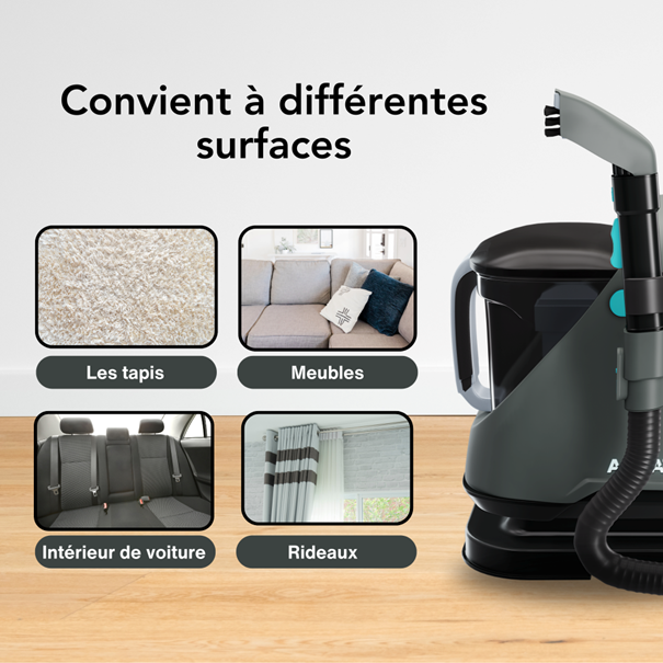 Nettoyeur de Taches Multi-surfaces - ACHATÉ – Aspirateur Injecteur/Extracteur - Tapis, Matelas, Canapés, Sols – Gris/Bleu/Noir