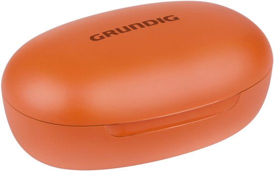 Écouteurs sans fil Bluetooth Grundig - Écouteurs sans fil avec écran LED et boîtier de recharge - Intra-auriculaires avec technologie OWS et chargeur USB-C - Orange