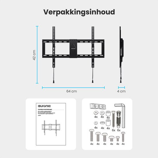 Auronic Support mural pour TV - Inclinable - 37 à 82 pouces - Jusqu'à 60 kg - Noir