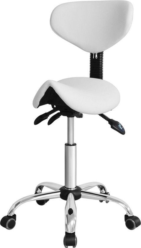 Tabouret de selle ergonomique - tabouret de barbier - tabouret - réglable en hauteur - dossier inclinable et réglable