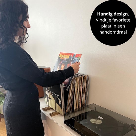 Système de rangement pour disques vinyles - porte-disques en bois de noyer de qualité supérieure - porte-disques - porte-disques - porte-disques - finition claire