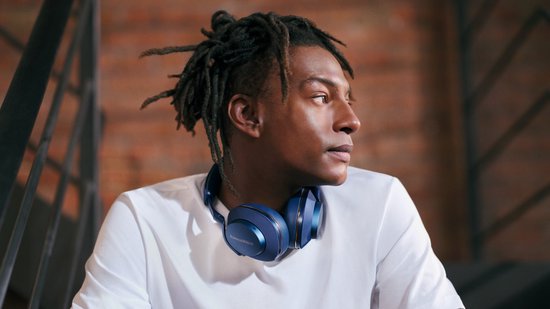 Casque sans fil circum-auriculaire à réduction de bruit Bowers & Wilkins Px7 S2, Bluetooth 5.0, 30 h d'autonomie, recharge rapide, son cristallin - Bleu