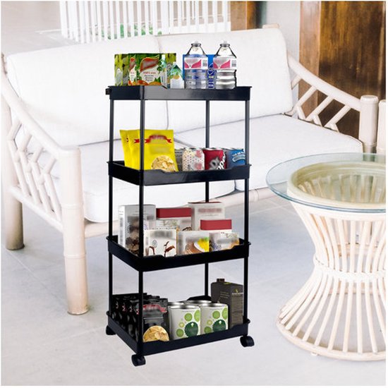 Chariot de cuisine étroit Nexxt - 4 étages - sur roues - parfait pour les petits espaces - à côté du réfrigérateur ou de la salle de bain