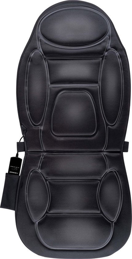 Dunlop Massage Seat Car with Heating Function - 108 x 48 CM - 4 Massage Motors and 1 Heating Element - Connection to Cigarette Lighter Car - Remote Control with 13 Stages - Black