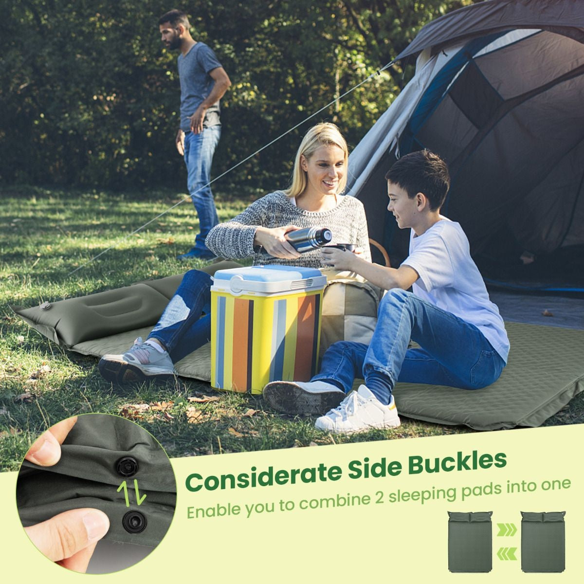 Coast Matelas de camping 2 personnes - autogonflant - imperméable - 187 x 69 x 4 cm - vert