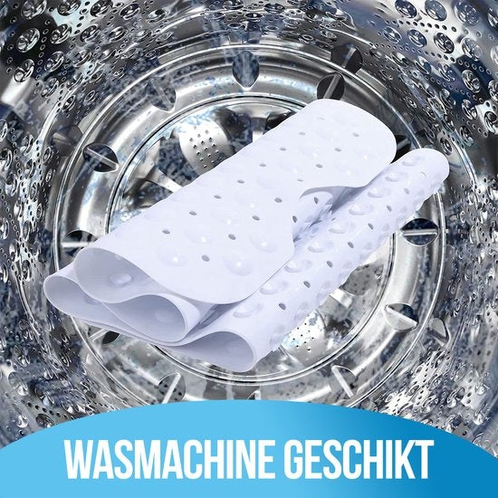 Avalo Tapis de bain / Tapis antidérapant Douche - 100x40CM - Blanc - Avec ventouses - Tapis de douche antidérapant pour la douche - Tapis de salle de bain