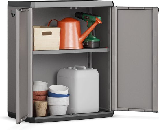 Keter Più Meuble de rangement - 1 étagère - 39x68x83cm - Gris foncé/noir