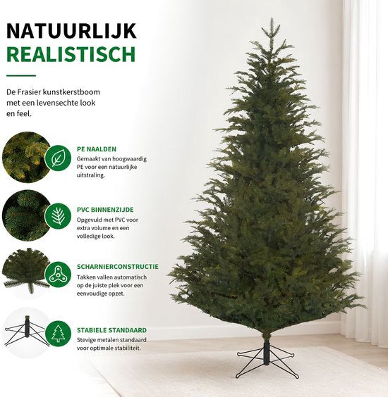 Black Box Trees Frasier Boom - Sapin de Noël à la forme naturelle - Décoration de Noël d'intérieur - Sapin artificiel à charnières - Hauteur 185 x diamètre 124 cm - Vert