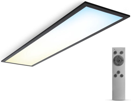 B.K.Licht - Plafonnier à intensité variable - panneau LED noir - 25 x 100 cm - avec télécommande - plafonnier ultraplat - CCT - 3 000 à 6 500 kelvins - 2 200 lm - 24 W