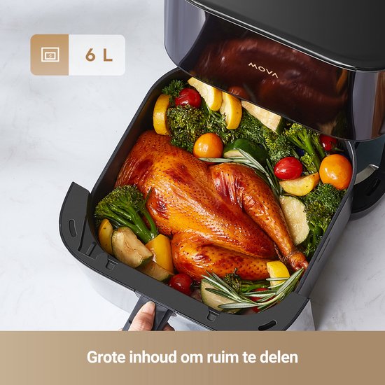 MOVA Tech AeroChef FD10 Pro 6 l, modèle autonome, 1 800 W, friteuse à air chaud, noir