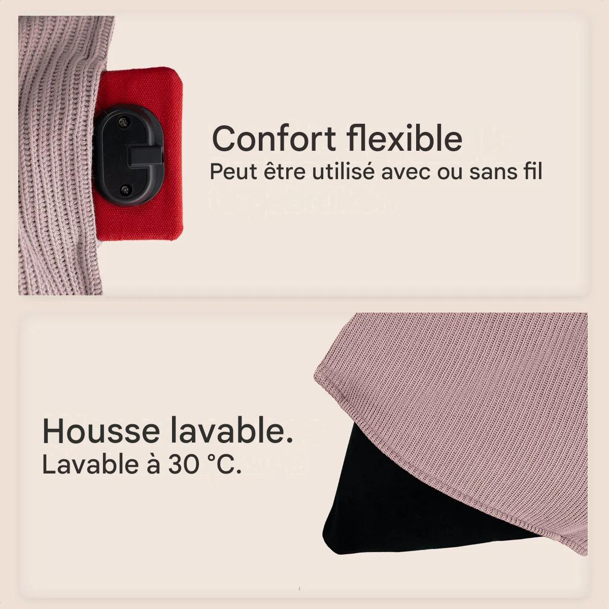 Auronic Heat pad - Tricoté - 45x45 cm - Sans fil - Rechargeable - Électrique - Infrarouge - Rose poudré